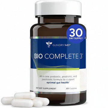Gundry MD® Bio Complete 3, 3-in-1 Probiotics for Gut Health, Probiotic Supplements for Digestion, Supplement Supporting Bloating, Gas, Food Cravings, Energy Levels, Skin, and Focus, 30 Day Supply